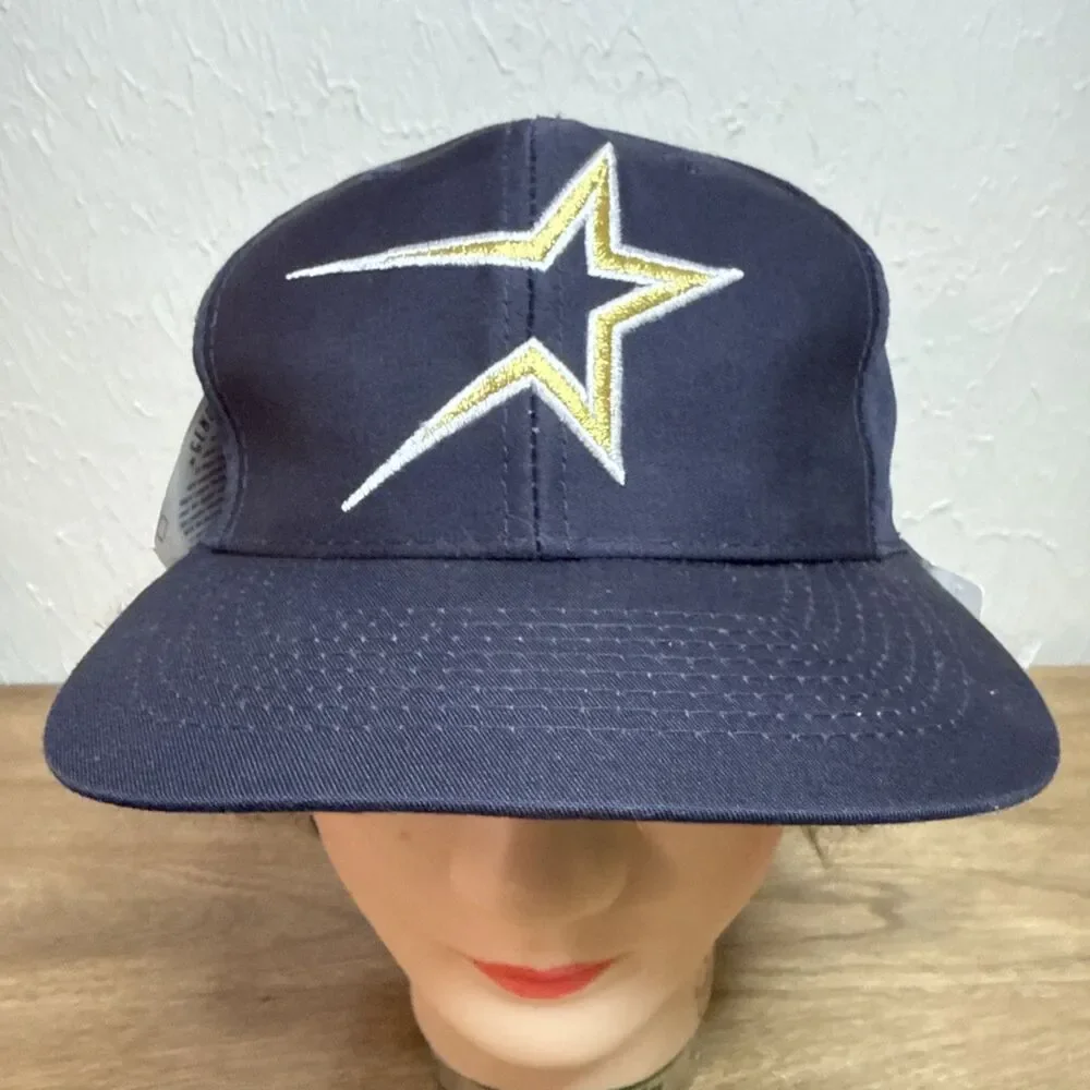 Vintage Houston Astros Gold Star Logo 7 90s Snapback Cap Hat MLB Oshmans NWT NOS